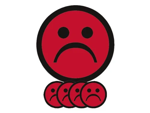 Magneet smiley 25mm emotie bedroefd rood 5 stuks