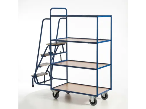 Orderverzamelwagen 990x590mm Totale H 1900mm 4 Etages Hout Ral5010