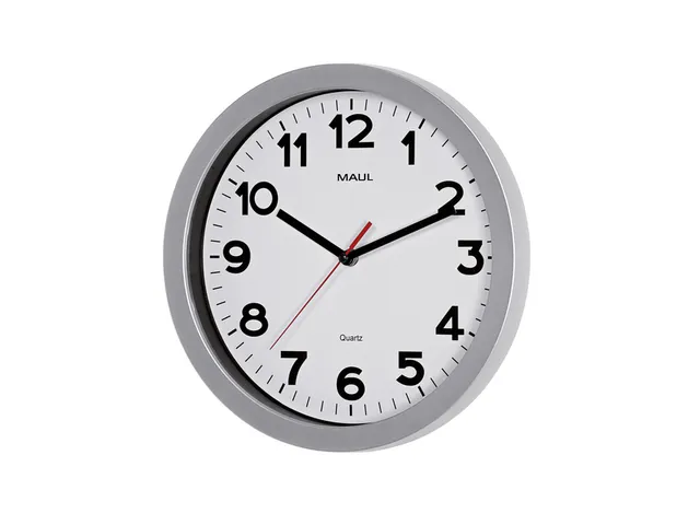 Horloge murale MAULstep Quartz Ø30x5cm plastique Argent/blanc silenci