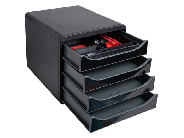 Module de classement Big Box 4 tiroirs Glossy - Noir brillant