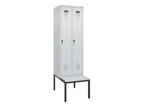 locker met bank,voor scheiding van kleding,HxBxD 2120x600x815mm,2vak