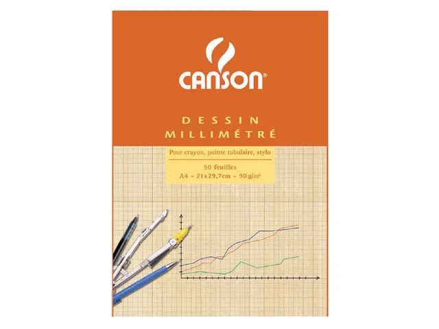 Millimeterpapier Canson bruingeel bedrukt 50vel 90gr A4 wit