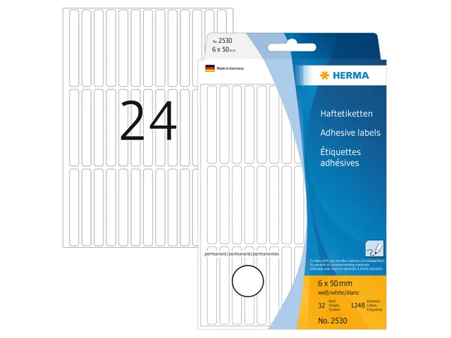 HERMA 2530 Universele etiketten 6x50mm Wit 1248 stuks