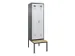 locker met bank,voor scheiding van kleding,HxBxD 2120x600x815mm,2vak