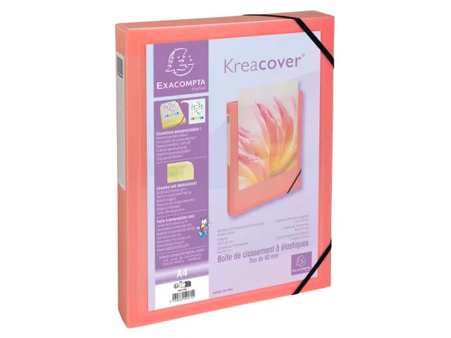 Boite de classement polypropylène Kreacover Pastel dos 40mm - A4 - Co