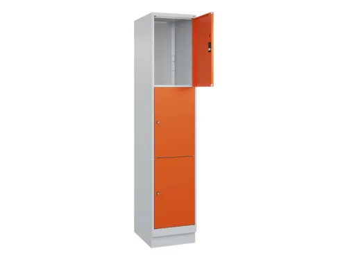 lockerkast,HxBxD 1950x400x500mm,1x3vakken,vak B 400mm,cil.-slot,sokkel