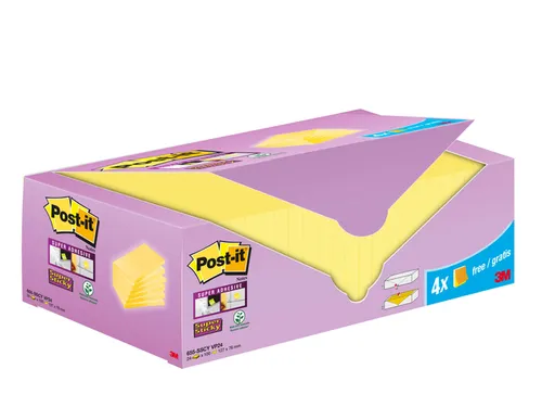 Memoblok 3M Post-it 655-SSCY Super Sticky 76x127mm geel voordeelpak