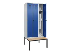 locker met bank,HxBxD 2120x900x815mm,3vak,vak B 300mm,draaigrendel