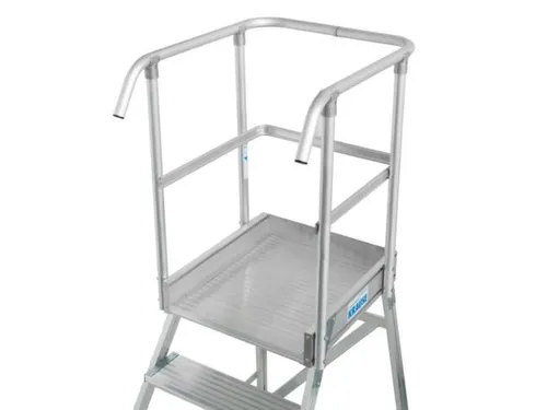 bordestrap,verrijdbaar,bordes H 0,75m,3treden,aluminium,4zwenkwielen