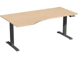 In hoogte verstelbaar bureau in vrije vorm,HxBxD 630-1280x1800x1000mm