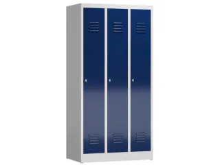 garderobekast 1800x870x500mm 3vak klink sokkel romp RAL7035 RAL5010 - 1