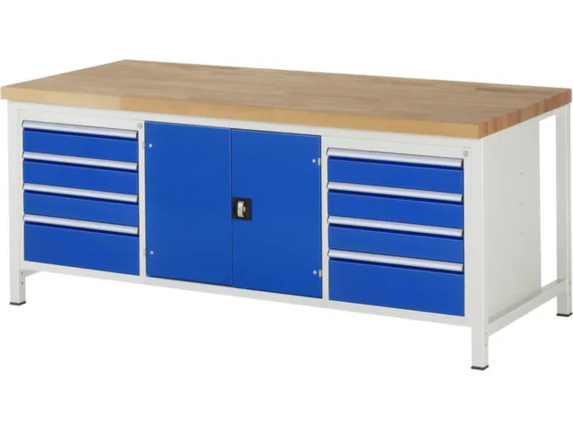 werkbank,HxBxD 840-1040x2000x900mm,beukblad,draagverm. 1250kg,4voeten