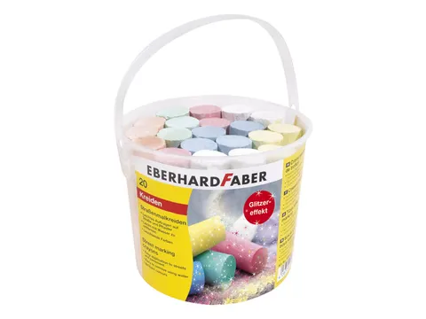 Stoepkrijt Eberhard Faber glitter 20 stuks in emmer