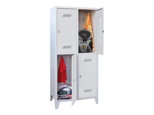 dubbeldekse locker,HxBxD 1850x800x500mm,2x2vak.,RAL7035,front RAL7035