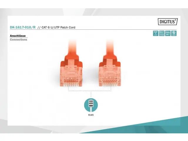 CAT 6 U-UTP patchkabel Cu LSZH AWG 26/7 Lengte 1m Rood