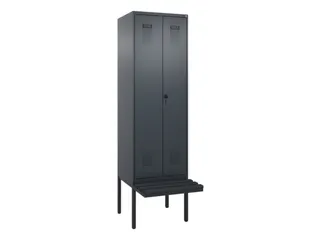 PBM-locker met bank,HxBxD 2120x600x815mm,2vak,vak B 300mm,draaigrendel - 2