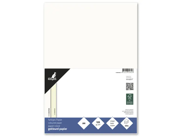 Papier Kangaro A4 120grs room- wit pak 250 vel