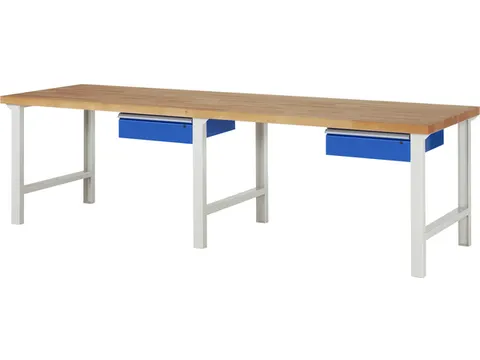 établi HxlxP 790-1140x3000x900mm plateau hêtre force 750kg