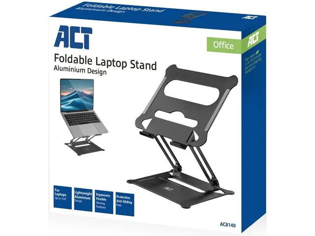 Laptopstandaard ACT inklapbaar traploos hoogte verstelbaar aluminium