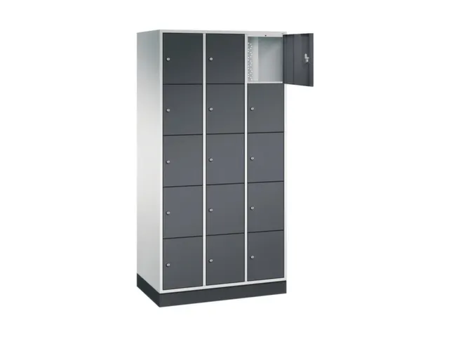 lockerkast,RAL 7035/RAL 7021,HxBxD 1950x920x500mm,3x5vakken,cil.-slot