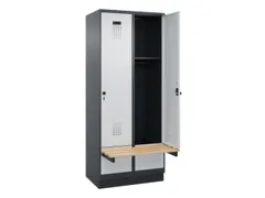 locker met bank,HxBxD 1950x800x815mm,2vak,vak B 400mm,draaigrendel