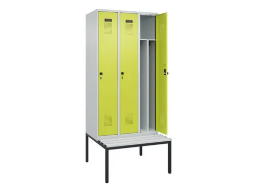 locker met bank,voor scheiding van kleding,HxBxD 2120x900x815mm,3vak