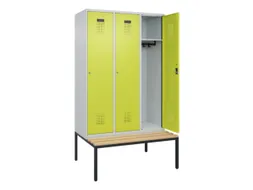 locker met bank,HxBxD 2120x1200x815mm,3vak,vak B 400mm,cilinderslot