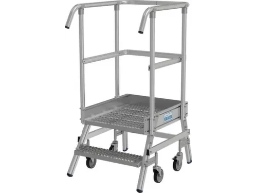 bordestrap,verrijdbaar,bordes H 0,5m,2treden m. R13-laag,aluminium