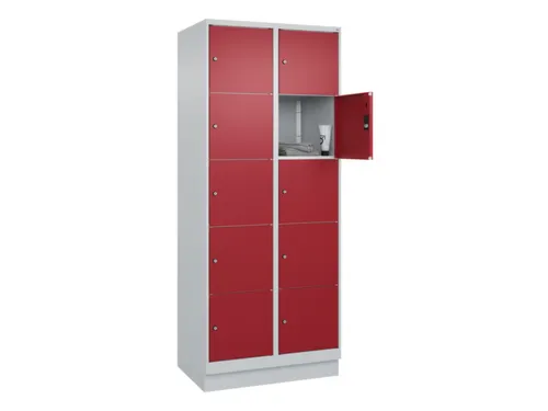 lockerkast,HxBxD 1950x800x500mm,2x5vakken,vak B 400mm,cil.-slot,sokkel