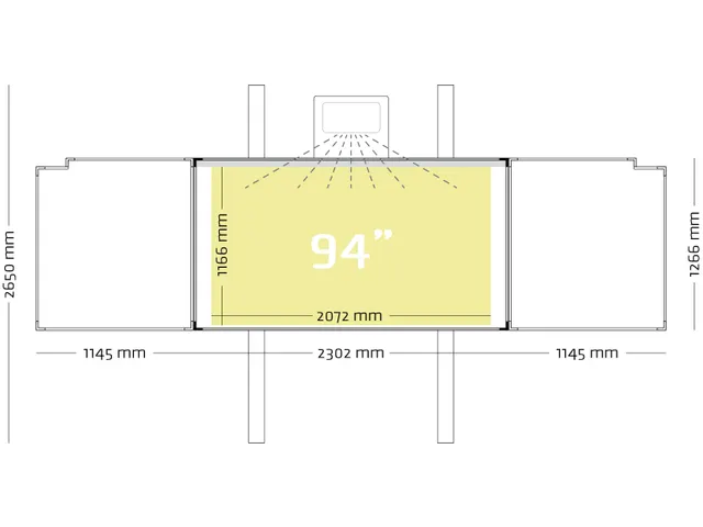 Projectiebord vijfvlaks 126x231cm 16:9 kolom mat Extraflat finger touc