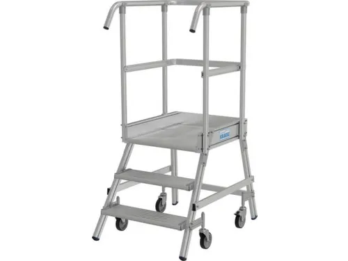 bordestrap,verrijdbaar,bordes H 0,75m,3treden,aluminium,4zwenkwielen
