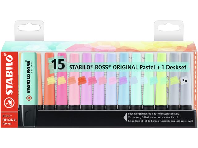 Surligneur Stabilo BOSS Orginal 70/15 pastel assorti set bureau 15 pi