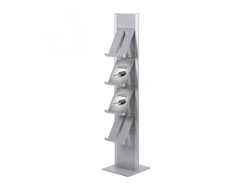 Brochurerek Totem Zilver Met Stalen Legplanken