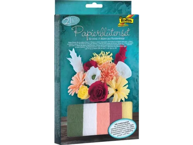 Folia Knutselset Crepe Papier Bloemen, 21-Delig