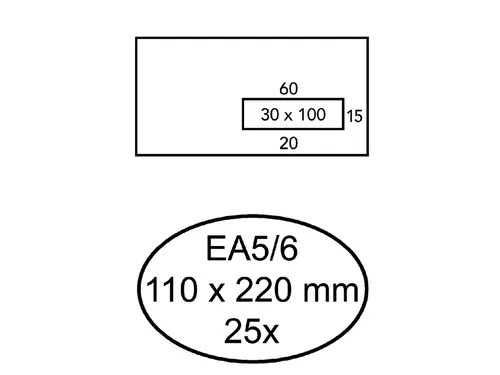 Envelop Quantore Venster EA5/6 110x220mm Venster Rechts Zelfklevend