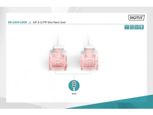 CAT 6 U-FTP Slim patchkabel Cu LSZH AWG 28/7 Lengte 10m Grijs