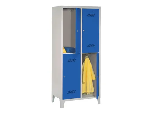 dubbeldekse locker,HxBxD 1850x800x500mm,2x2vak.,RAL7035,front RAL5010