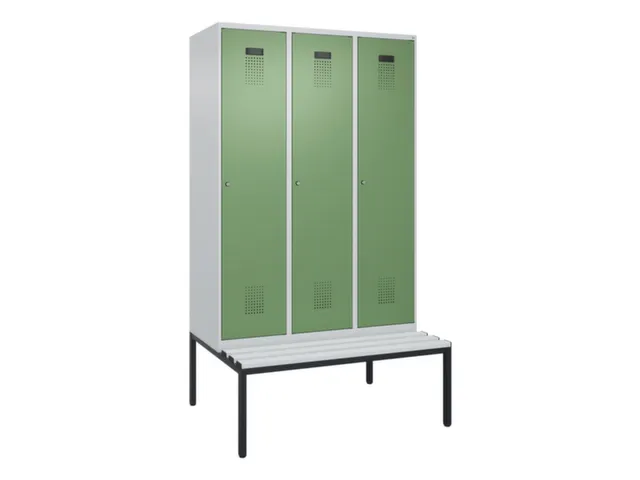 locker met bank,voor scheiding van kleding,HxBxD 2120x1200x815mm,3vak