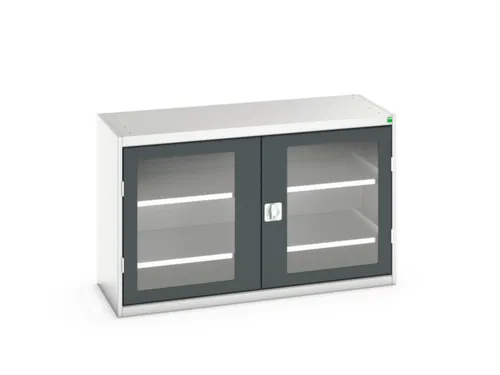 vitrinekast 800x1300x550mm 2xStalen bodem romp RAL7035 front RAL7016
