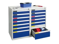 Ladekast 900x1000x500mm 7 Laden Romp Ral7035 Front Ral5010