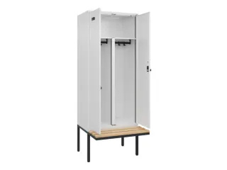 PBM-locker met bank,HxBxD 2120x800x815mm,2vak,vak B 400mm,draaigrendel - 1
