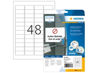 HERMA 4346 Verwijderbare etiketten A4 45,7x21,2mm Wit 1200 stuks - 1