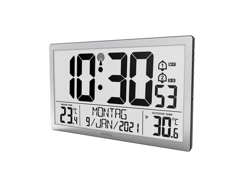 Digitale wandklok Technoline WS 8113 373x228x30mm zwart met 1 buitense