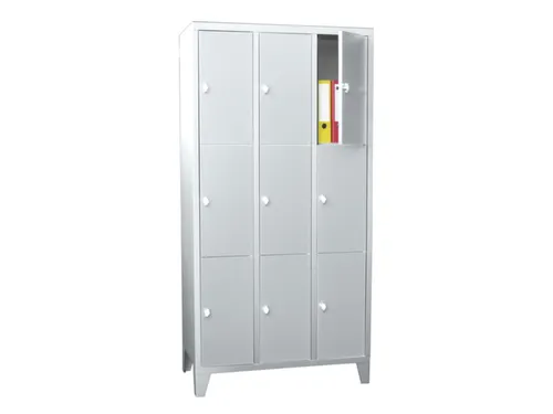 lockerkast,HxBxD 1850x900x500mm,3x3vakken,RAL7035,front RAL7016