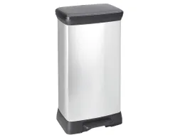 Rechthoekige pedaalemmer Decobin 50 Liter Zilver