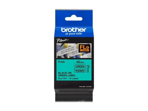 Brother FL-E7511 Labeltape Zwart op Groen 21mm