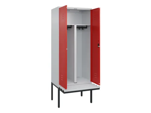 PBM-locker met bank,HxBxD 2120x800x815mm,2vak,vak B 400mm,cil.-slot