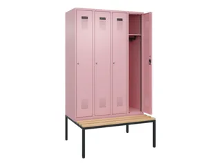 locker met bank,HxBxD 2120x1200x815mm,4vak,vak B 300mm,cilinderslot - 1