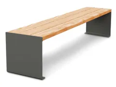 zitbank B 1800mm 3latten zitting licht eikenhout H 450mm staal grijs