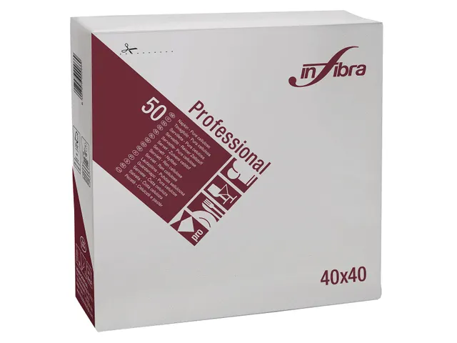 Servet I-0262 Wit 1/4 Vouw Infibra 40x40cm 2-laags 2400 Stuks